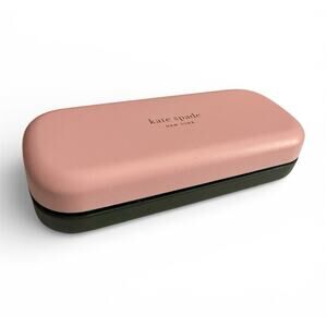 Kate Spade Authentic Hard Eyeglasses Case Pink Green Gold Velvet Lined Logo